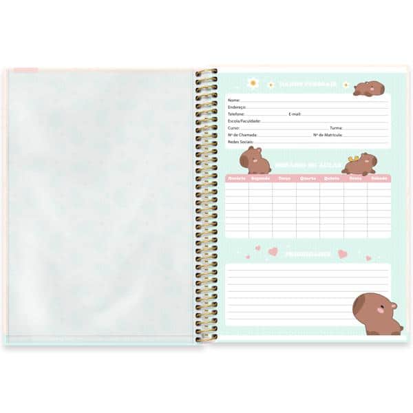 Caderno Universitário Capa Dura, 1 x 1, 80 Folhas, Capivara, 2644305, Spiral Ten - PT 1 UN