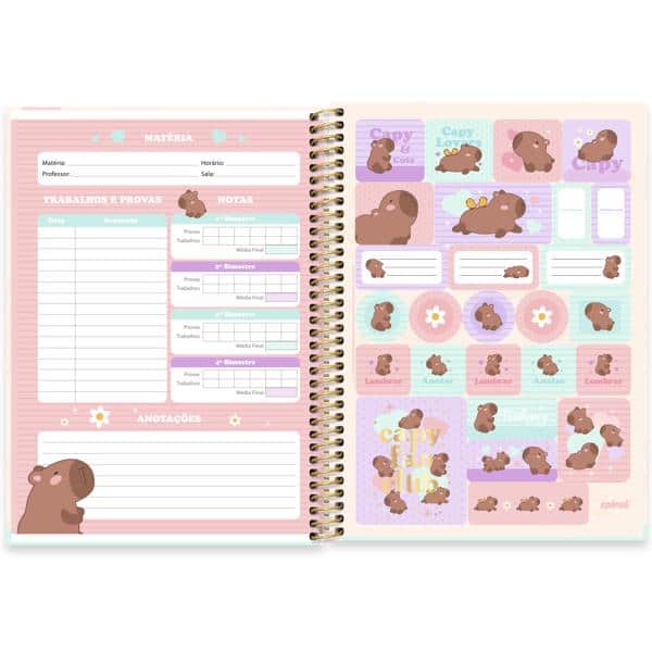 Caderno Universitário Capa Dura, 1 x 1, 80 Folhas, Capivara, 2644305, Spiral Ten - PT 1 UN