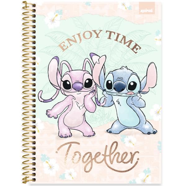 Caderno Universitário Capa Dura, 1 x 1, 80 Folhas, Stitch, 2639837, Spiral Ds - PT 1 UN