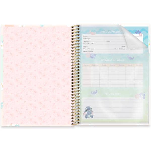 Caderno Universitário Capa Dura, 1 x 1, 80 Folhas, Stitch, 2639837, Spiral Ds - PT 1 UN
