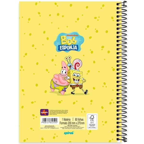 Caderno univ.capa dura 1x1 80fls Bob Esponja 2642592 Spiral Bob PT 1 UN Caderno univ.capa dura 1x1 80fls Bob Esponja 2642592 Spiral Bob PT 1 UN