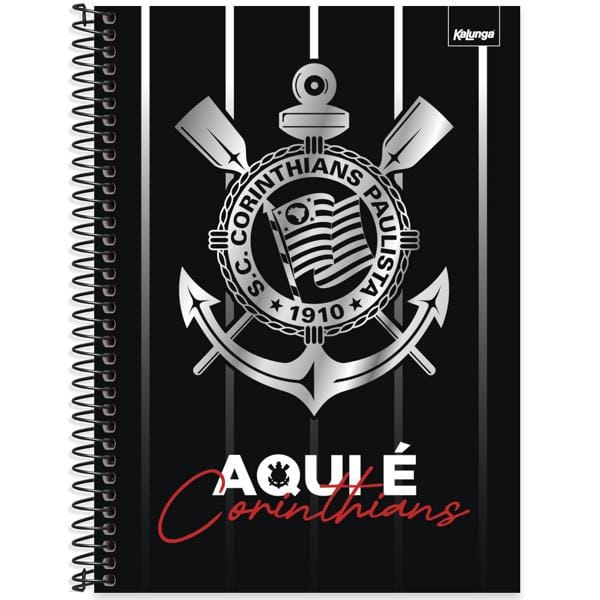 Caderno universitário capa dura, 1x1 80 folhas, Corinthians, 2639554, Spiral Sccp - PT 1 UN