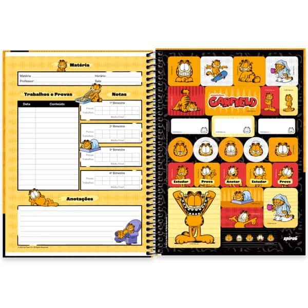 Caderno Universitário Capa Dura, 1 x 1, 80 Folhas, Garfield, 2639592, Spiral Gar - PT 1 UN Caderno Universitário Capa Dura, 1 x 1, 80 Folhas, Garfield, 2639592, Spiral Gar - PT 1 UN