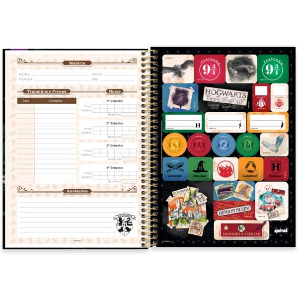 Caderno Universitário Capa Dura, 1 x 1, 80 folhas, Harry Potter, 2639608, Spiral Hpt - PT 1 UN