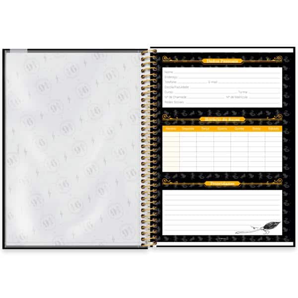 Caderno Universitário Capa Dura, 1 x 1, 80 folhas, Harry Potter, 2639615, Spiral Hpt - PT 1 UN