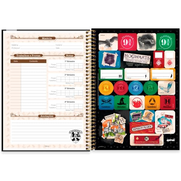 Caderno Universitário Capa Dura, 1 x 1, 80 folhas, Harry Potter, 2639615, Spiral Hpt - PT 1 UN