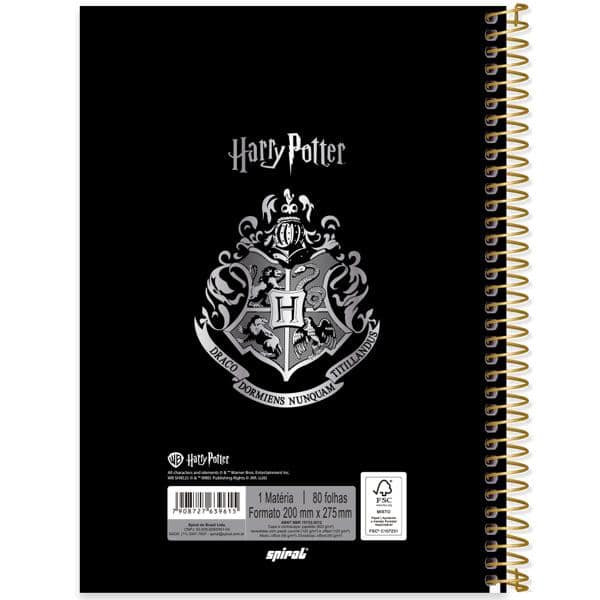 Caderno Universitário Capa Dura, 1 x 1, 80 folhas, Harry Potter, 2639615, Spiral Hpt - PT 1 UN
