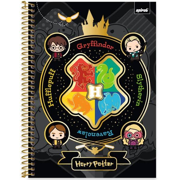 Caderno Universitário Capa Dura, 1 x 1, 80 folhas, Harry Potter Charms, 2639622, Spiral Hpc - PT 1 UN