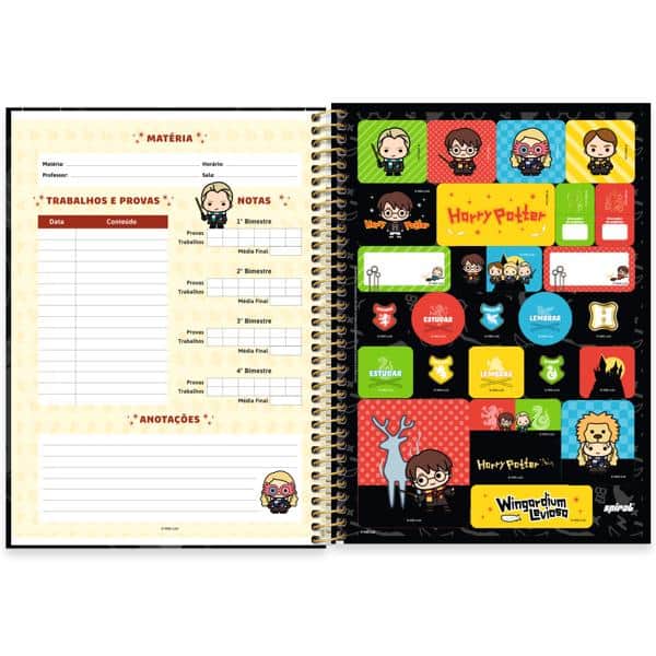 Caderno Universitário Capa Dura, 1 x 1, 80 folhas, Harry Potter Charms, 2639622, Spiral Hpc - PT 1 UN