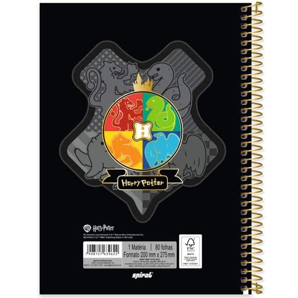 Caderno Universitário Capa Dura, 1 x 1, 80 folhas, Harry Potter Charms, 2639622, Spiral Hpc - PT 1 UN