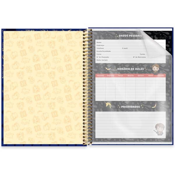 Caderno Universitário Capa Dura, 1 x 1, 80 folhas, Harry Potter Charms, 2639639, Spiral Hpc - PT 1 UN