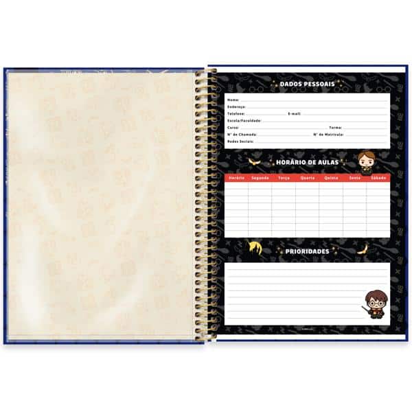 Caderno Universitário Capa Dura, 1 x 1, 80 folhas, Harry Potter Charms, 2639639, Spiral Hpc - PT 1 UN