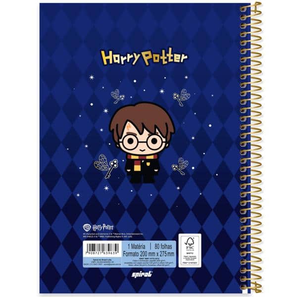 Caderno Universitário Capa Dura, 1 x 1, 80 folhas, Harry Potter Charms, 2639639, Spiral Hpc - PT 1 UN