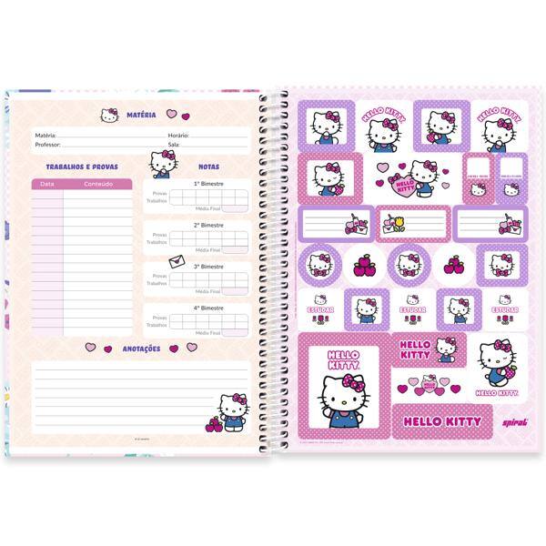 Caderno Universitário Capa Dura, 1 x 1, 80 folhas, Hello Kitty, 2639646, Spiral Hki - PT 1 UN