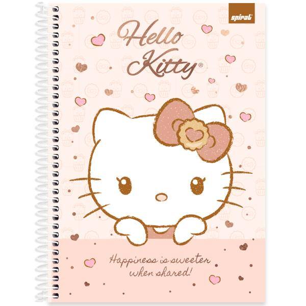 Caderno Universitário Capa Dura, 1 x 1, 80 folhas, Hello Kitty, 2639653, Spiral Hki - PT 1 UN