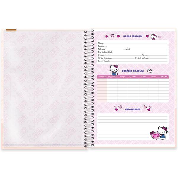 Caderno Universitário Capa Dura, 1 x 1, 80 folhas, Hello Kitty, 2639653, Spiral Hki - PT 1 UN