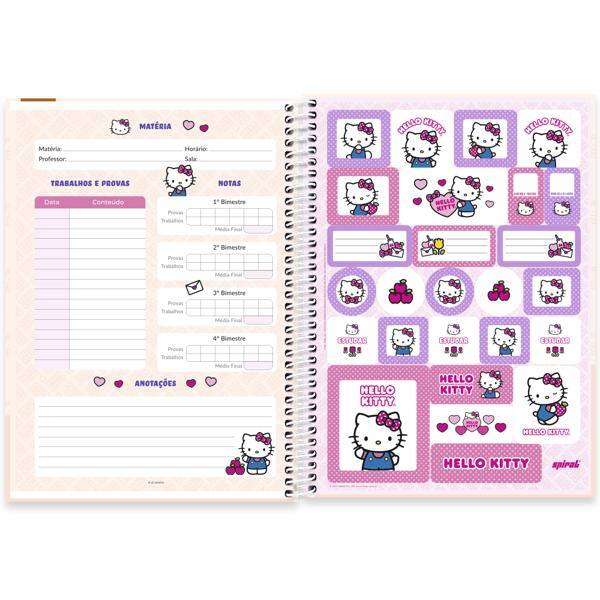 Caderno Universitário Capa Dura, 1 x 1, 80 folhas, Hello Kitty, 2639653, Spiral Hki - PT 1 UN