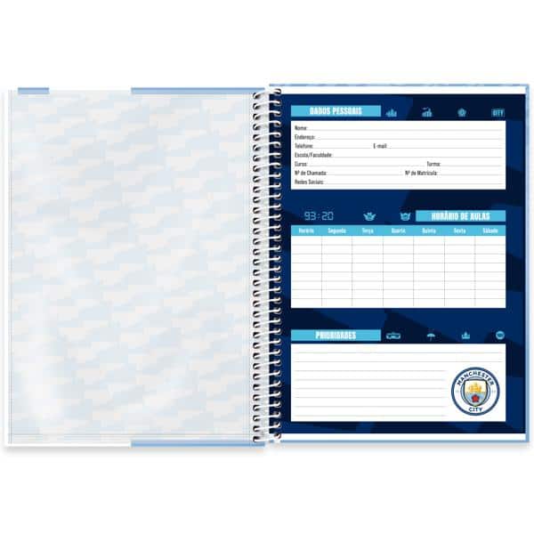 Caderno Universitário Capa Dura, 1 x 1, 80 Folhas, Manchester City, 2639707, Spiral Mc - PT 1 UN Caderno Universitário Capa Dura, 1 x 1, 80 Folhas, Manchester City, 2639707, Spiral Mc - PT 1 UN