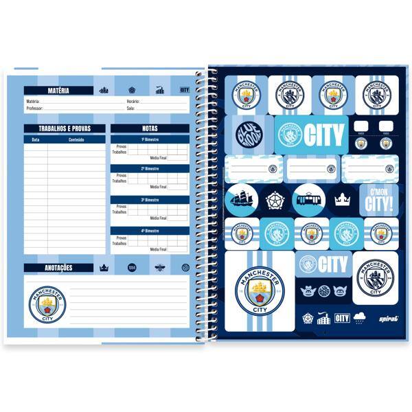 Caderno Universitário Capa Dura, 1 x 1, 80 Folhas, Manchester City, 2639707, Spiral Mc - PT 1 UN Caderno Universitário Capa Dura, 1 x 1, 80 Folhas, Manchester City, 2639707, Spiral Mc - PT 1 UN