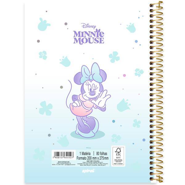 Caderno Universitário Capa Dura, 1 x 1, 80 folhas, Minnie Disney Style, 2644527, Spiral Mis - PT 1 UN