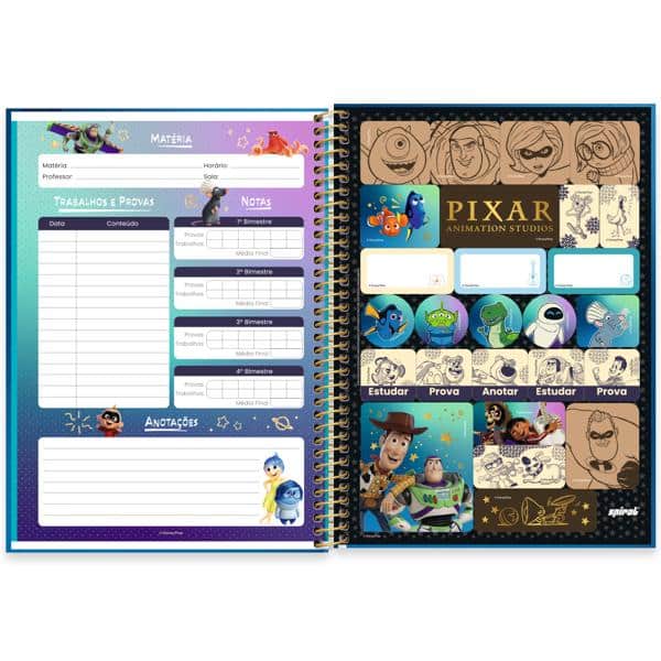 Caderno Universitário Capa Dura, 1 x 1, 80 Folhas, Pixar, 2639745, Spiral Px - PT 1 UN Caderno Universitário Capa Dura, 1 x 1, 80 Folhas, Pixar, 2639745, Spiral Px - PT 1 UN