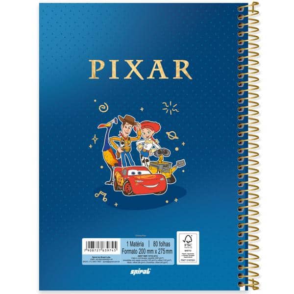 Caderno Universitário Capa Dura, 1 x 1, 80 Folhas, Pixar, 2639745, Spiral Px - PT 1 UN Caderno Universitário Capa Dura, 1 x 1, 80 Folhas, Pixar, 2639745, Spiral Px - PT 1 UN