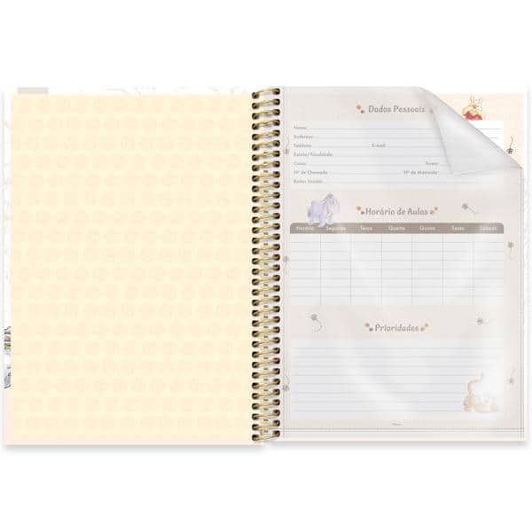 Caderno Universitário Capa Dura, 1 x 1, 80 folhas, Pooh, 2639752, Spiral Pooh - PT 1 UN