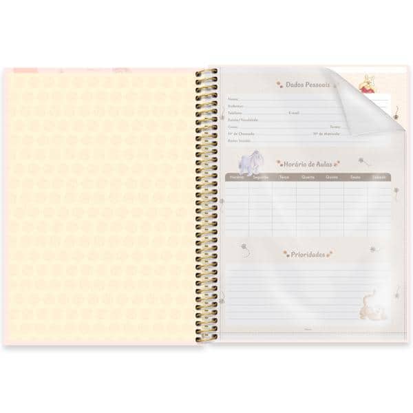 Caderno Universitário Capa Dura, 1 x 1, 80 folhas, Pooh, 2639769, Spiral Pooh - PT 1 UN