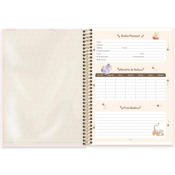 Caderno Universitário Capa Dura, 1 x 1, 80 folhas, Pooh, 2639769, Spiral Pooh - PT 1 UN