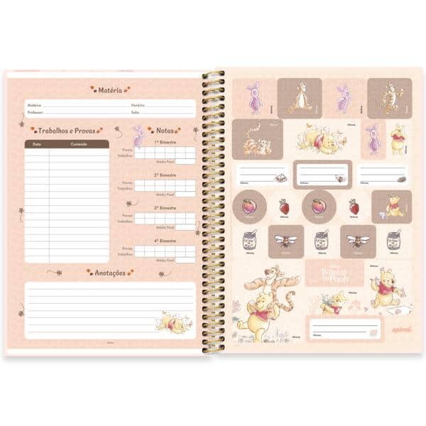 Caderno Universitário Capa Dura, 1 x 1, 80 folhas, Pooh, 2639769, Spiral Pooh - PT 1 UN