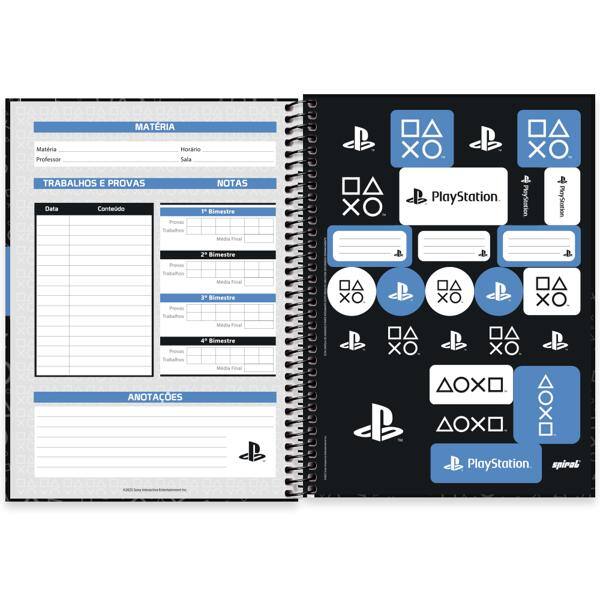 Caderno Universitário Capa Dura, 1 x 1, 80 folhas, PlayStation, 2639776, Spiral Ps - PT 1 UN