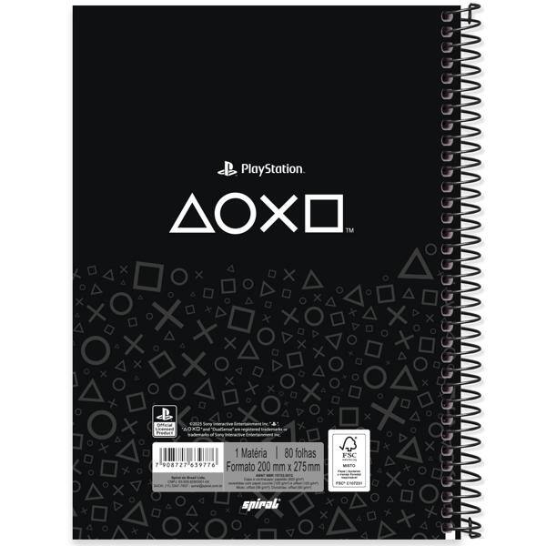 Caderno Universitário Capa Dura, 1 x 1, 80 folhas, PlayStation, 2639776, Spiral Ps - PT 1 UN