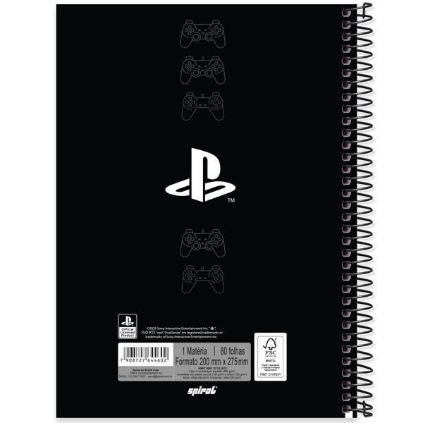 Caderno univ.capa dura 1x1 80fls Playstation 2644602 Spiral Ps PT 1 UN