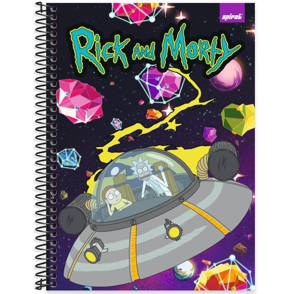 Caderno Universitário Capa Dura, 1 x 1, 80 folhas, Rick & Morty, 2639783, Spiral Rem - PT 1 UN