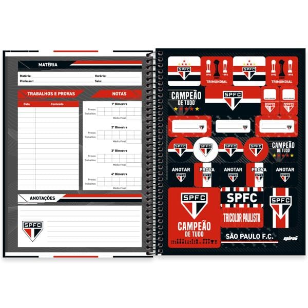 Caderno Universitário Capa Dura, 1 x 1, 80 Folhas, São Paulo FC, 2639790, Spiral SPFC - PT 1 UN Caderno Universitário Capa Dura, 1 x 1, 80 Folhas, São Paulo FC, 2639790, Spiral SPFC - PT 1 UN