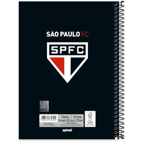 Caderno Universitário Capa Dura, 1 x 1, 80 Folhas, São Paulo FC, 2639790, Spiral SPFC - PT 1 UN Caderno Universitário Capa Dura, 1 x 1, 80 Folhas, São Paulo FC, 2639790, Spiral SPFC - PT 1 UN