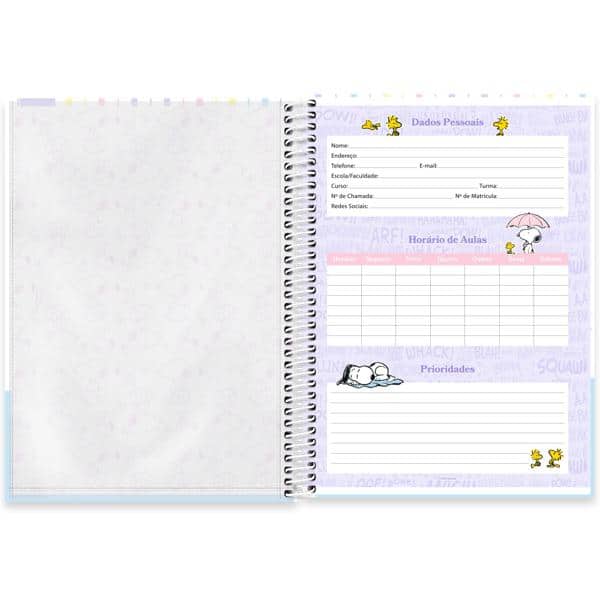 Caderno Universitário Capa Dura, 1 x 1, 80 folhas, Snoopy, 2639813, Spiral Sno - PT 1 UN
