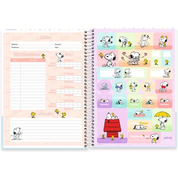 Caderno Universitário Capa Dura, 1 x 1, 80 folhas, Snoopy, 2639813, Spiral Sno - PT 1 UN