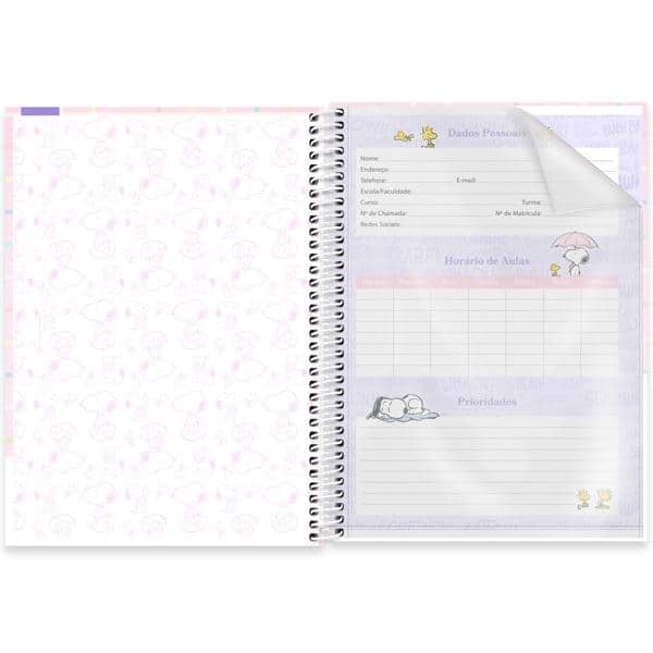 Caderno Universitário Capa Dura, 1 x 1, 80 folhas, Snoopy, 2644619, Spiral Sno - PT 1 UN