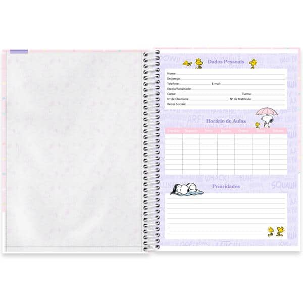 Caderno Universitário Capa Dura, 1 x 1, 80 folhas, Snoopy, 2644619, Spiral Sno - PT 1 UN