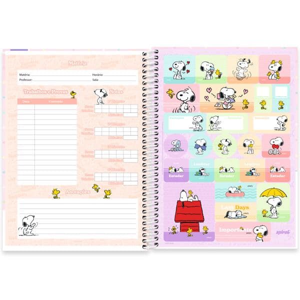 Caderno Universitário Capa Dura, 1 x 1, 80 folhas, Snoopy, 2644619, Spiral Sno - PT 1 UN