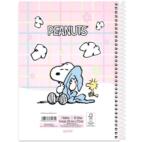 Caderno Universitário Capa Dura, 1 x 1, 80 folhas, Snoopy, 2644619, Spiral Sno - PT 1 UN