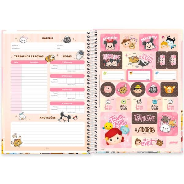 Caderno Universitário Capa Dura, 1 x 1, 80 Folhas, Disney Tsum Tsum, 2639844, Spiral Tsum - PT 1 UN Caderno Universitário Capa Dura, 1 x 1, 80 Folhas, Disney Tsum Tsum, 2639844, Spiral Tsum - PT 1 UN