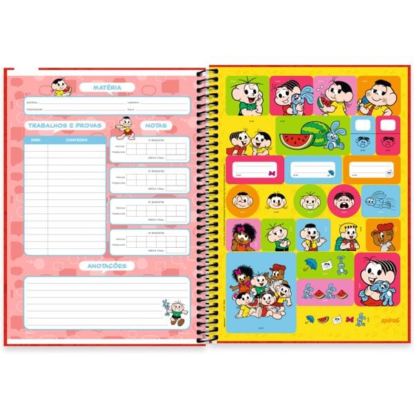 Caderno Universitário Capa Dura, 1 x 1, 80 folhas, Turma da Mônica, 2639851, Spiral Tdm - PT 1 UN