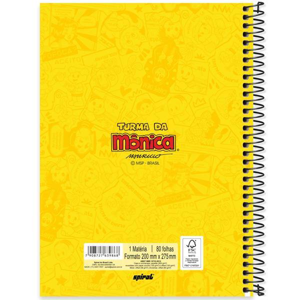 Caderno Universitário Capa Dura, 1 x 1, 80 folhas, Turma da Mônica, 2639868, Spiral Tdm - PT 1 UN