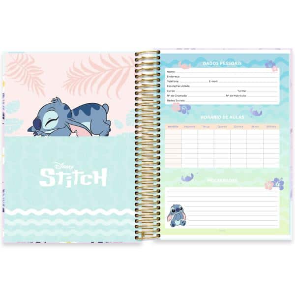 Caderno univ.capa dura 10x1 160fls Stitch 2640154 Spiral Ds PT 1 UN