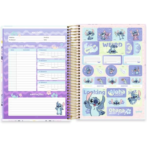 Caderno univ.capa dura 10x1 160fls Stitch 2640154 Spiral Ds PT 1 UN