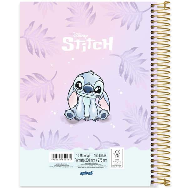 Caderno univ.capa dura 10x1 160fls Stitch 2640154 Spiral Ds PT 1 UN