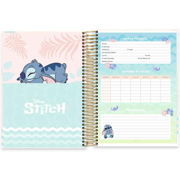 Caderno univ.capa dura 10x1 160fls Stitch 2640161 Spiral Ds PT 1 UN