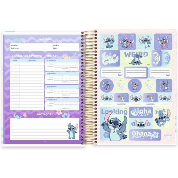 Caderno univ.capa dura 10x1 160fls Stitch 2640161 Spiral Ds PT 1 UN